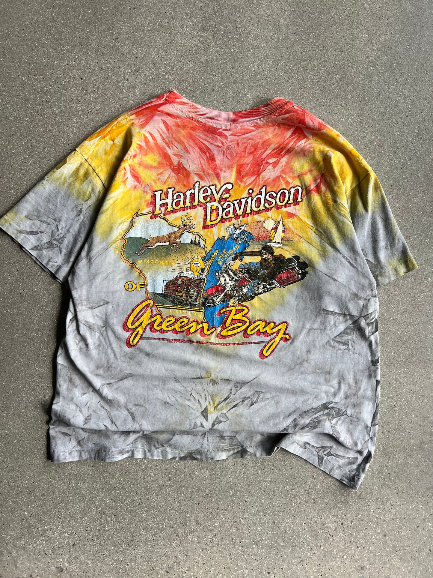 Vintage Harley Tie Dye Panther Green Bay Tee