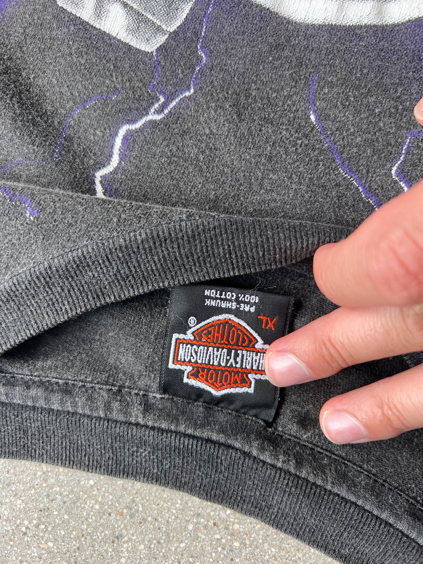 Vintage Harley Thunder and Lightning AOP Tee - XL