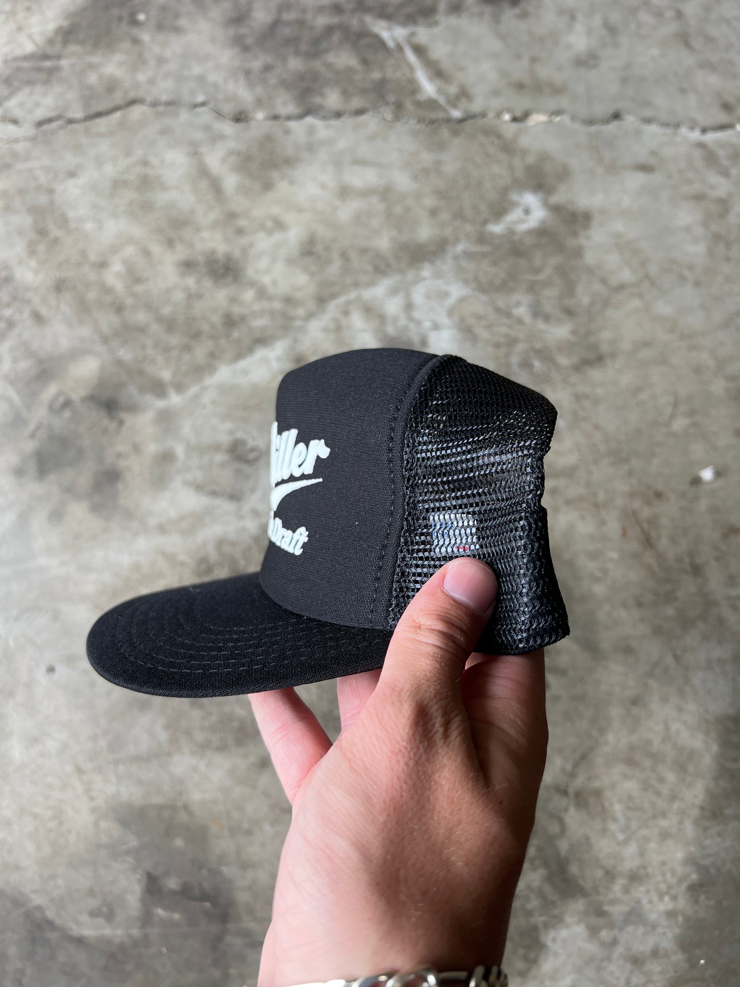 Vintage Black Miller Genuine Draft Trucker Hat