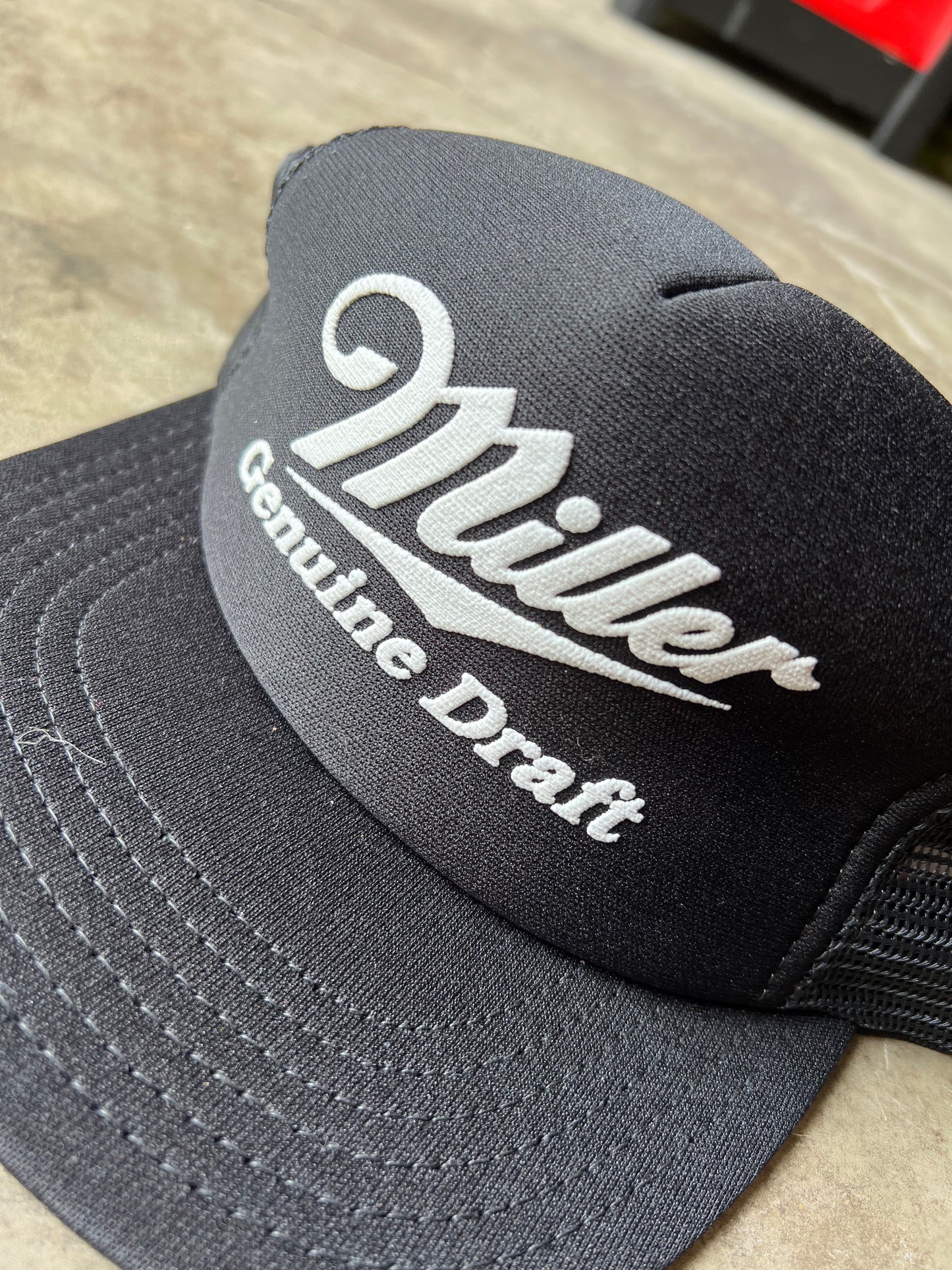 Vintage Black Miller Genuine Draft Trucker Hat