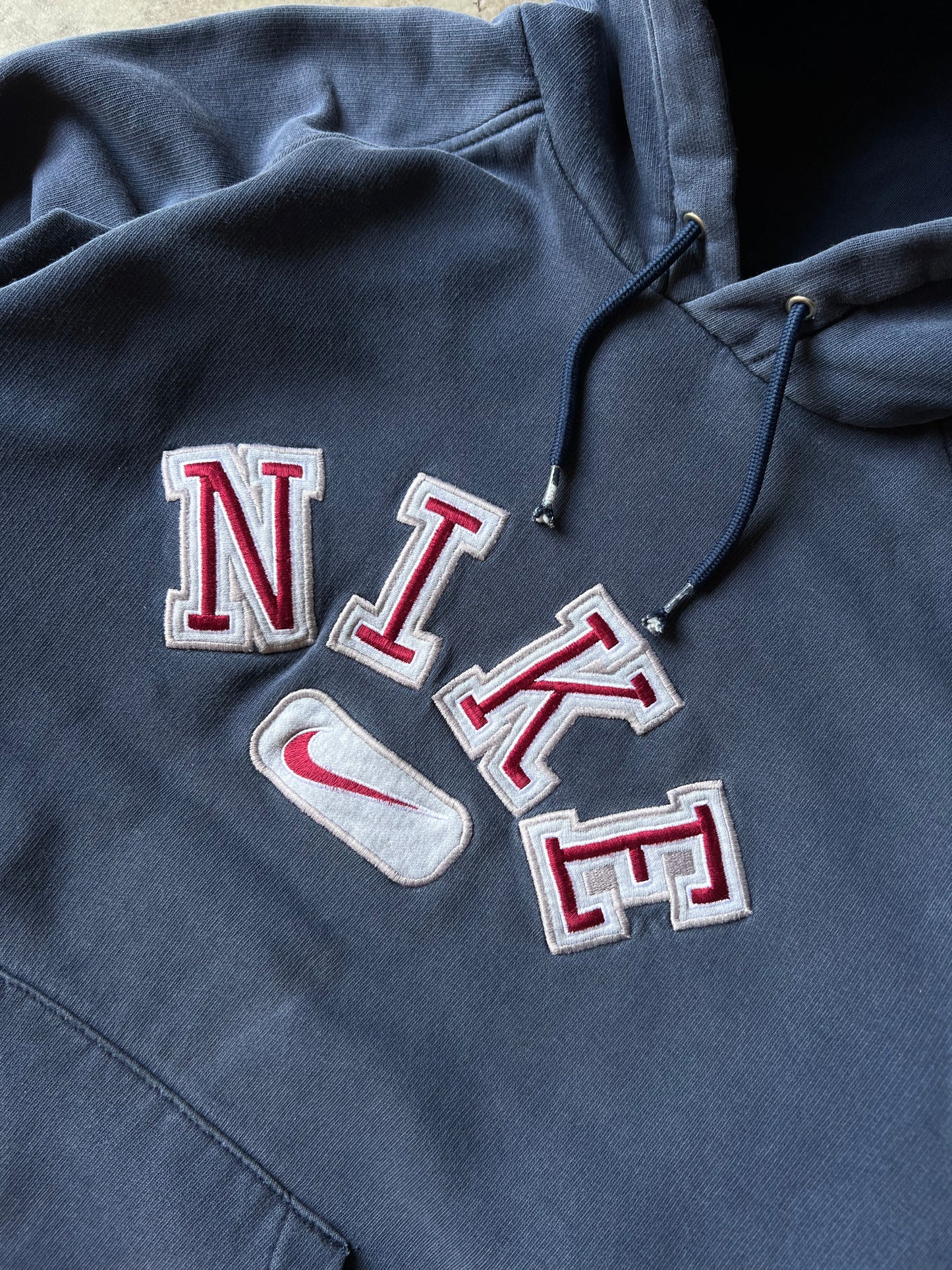 Vintage Nike Spell Out Navy Hoodie - M
