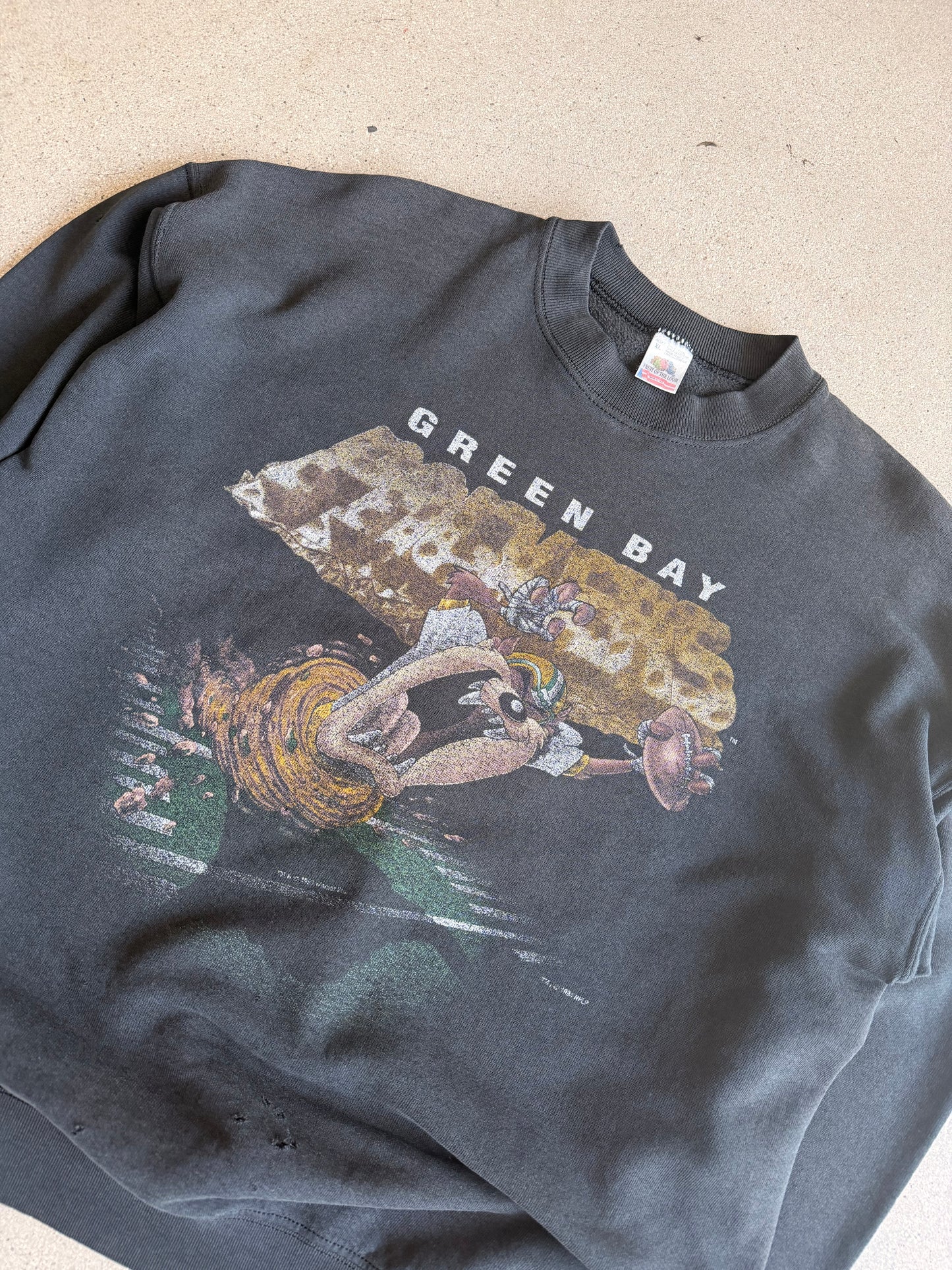 Vintage Packers Taz Faded Thrashed Crewneck - XL