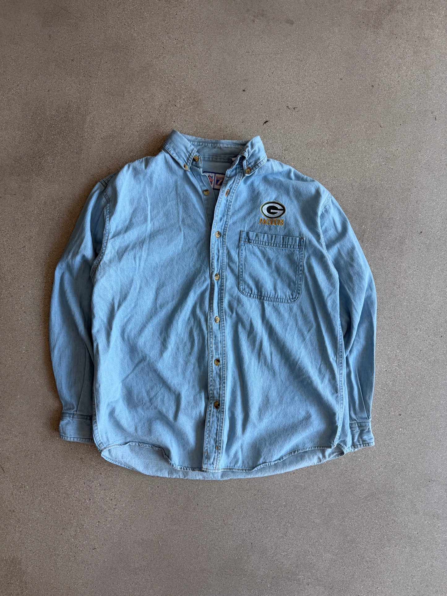 Vintage Packers Denim Button Up - M