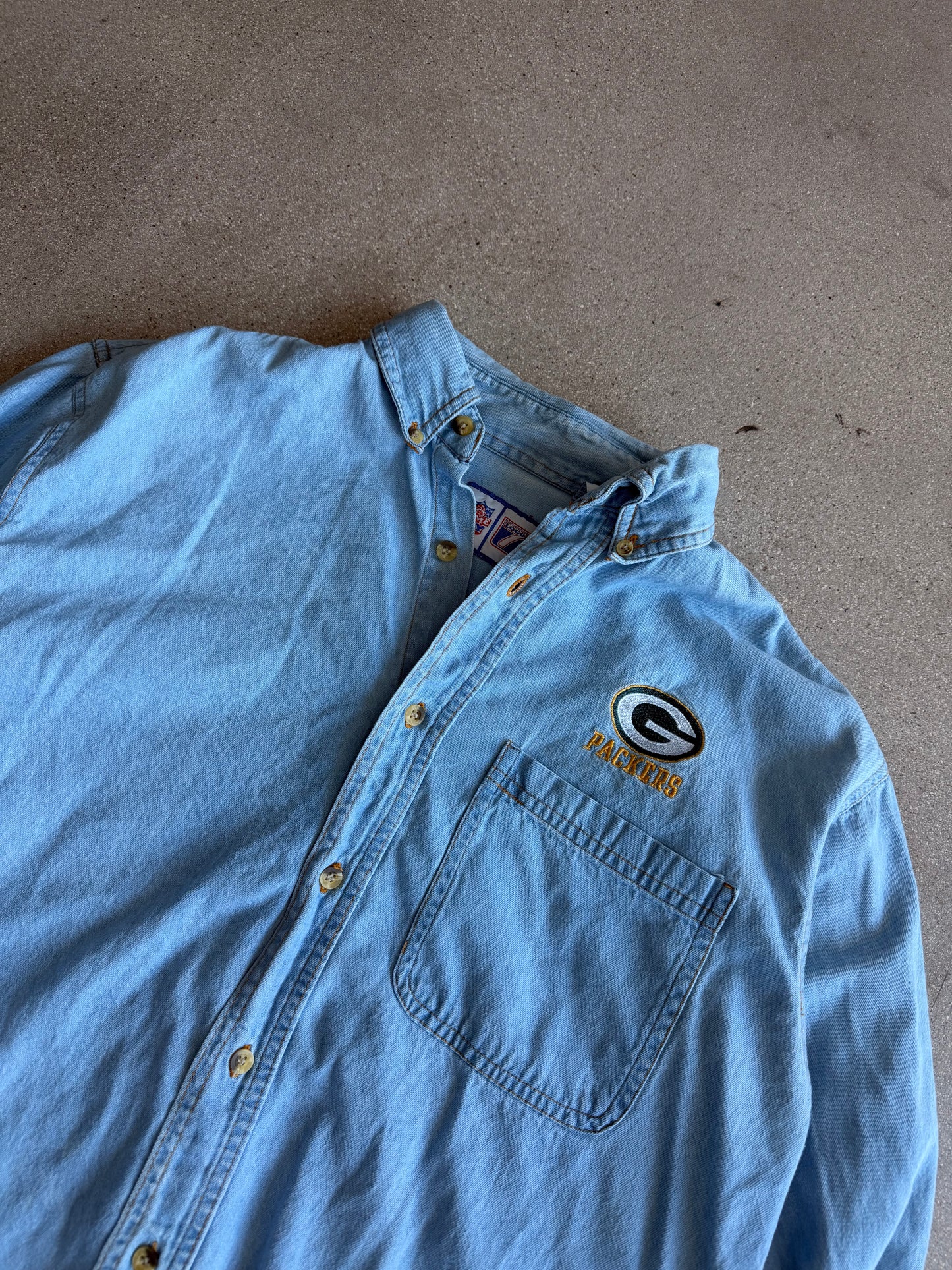 Vintage Packers Denim Button Up - M