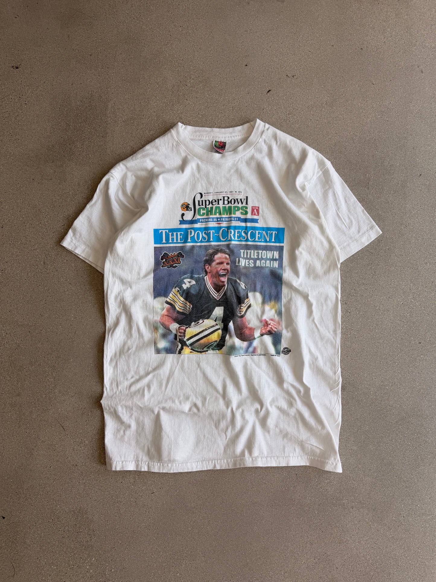 VIntage Packers 1997 Superbowl Newspaper Tee - XL