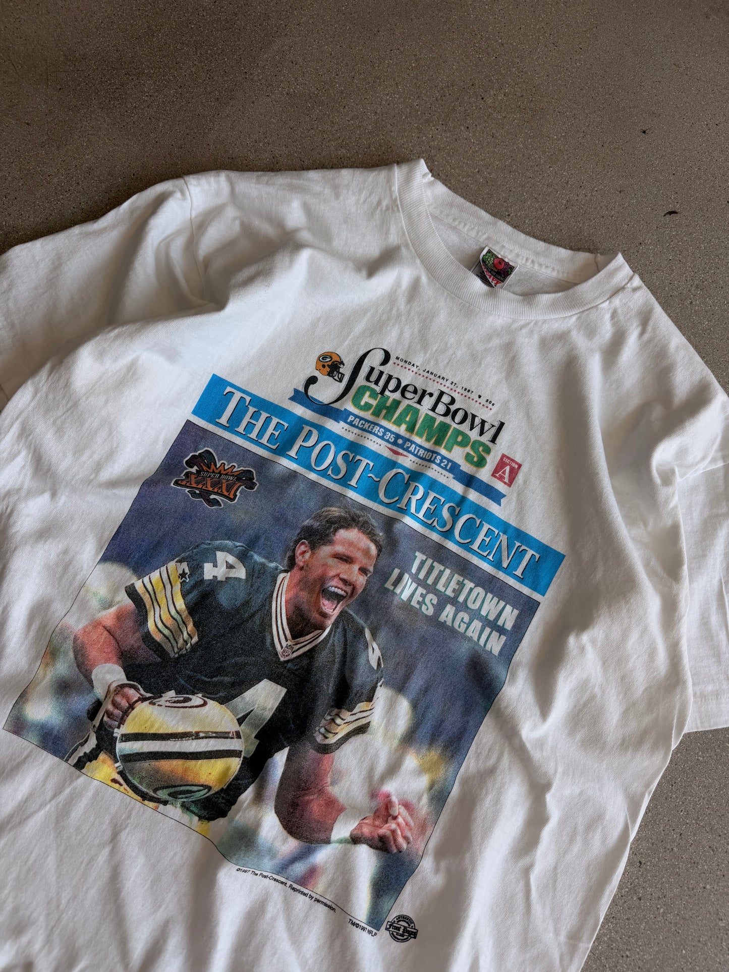 VIntage Packers 1997 Superbowl Newspaper Tee - XL