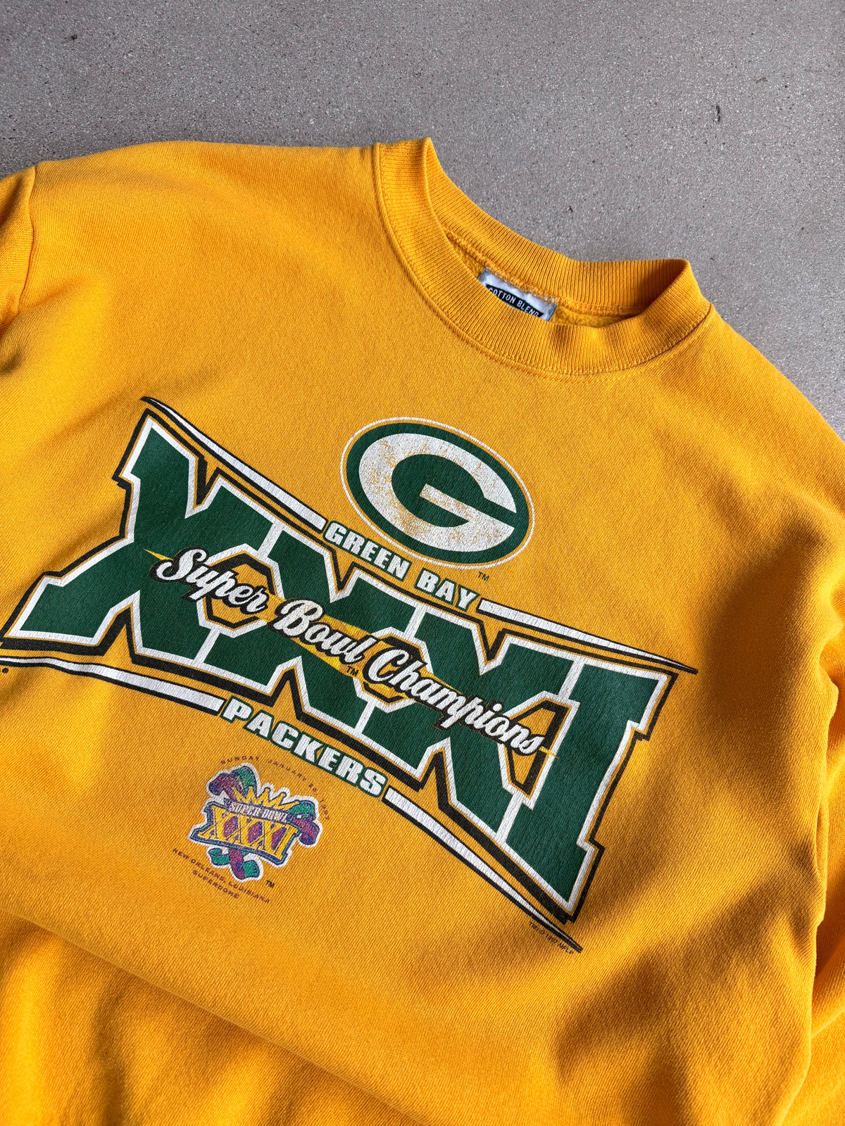 Vintage 1996 Super Bowl Yellow Crewneck - L