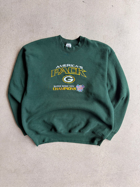 Vintage Packers Super Bowl 31 Champions Embroidered Crewneck - XXL