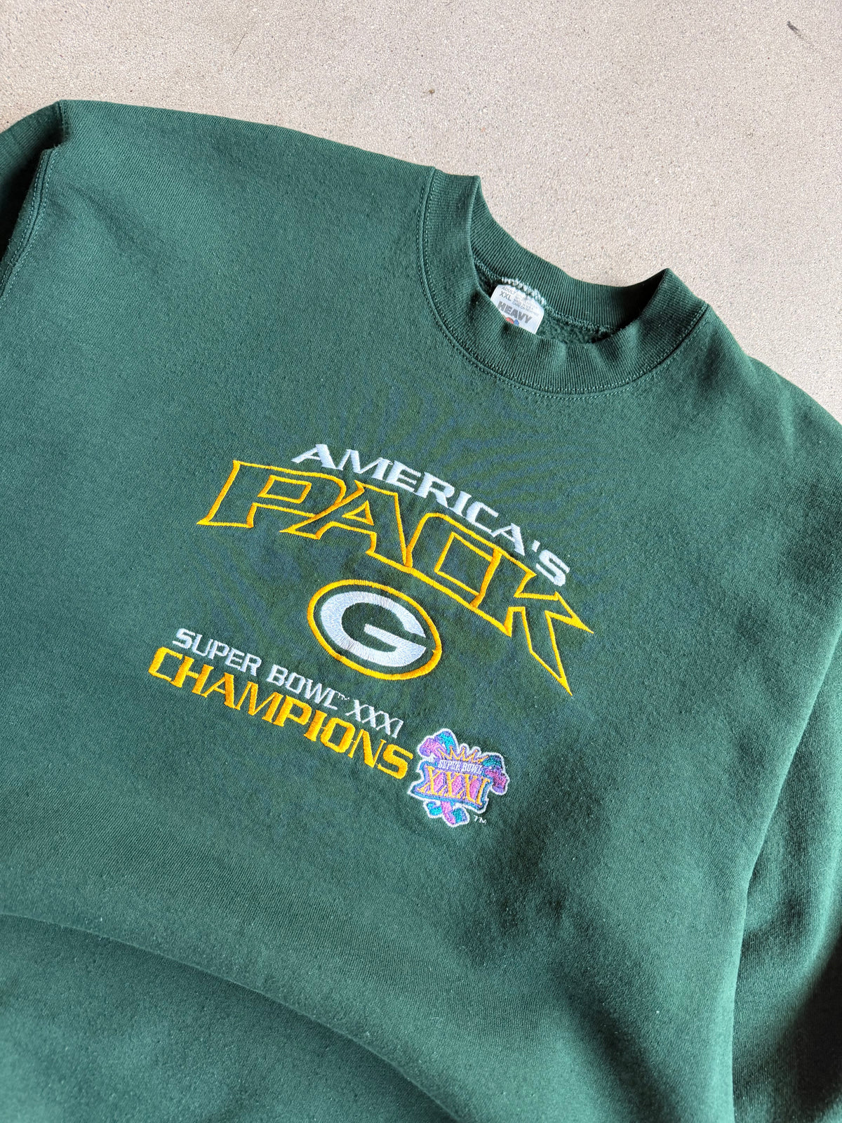 Vintage Packers Super Bowl 31 Champions Embroidered Crewneck - XXL