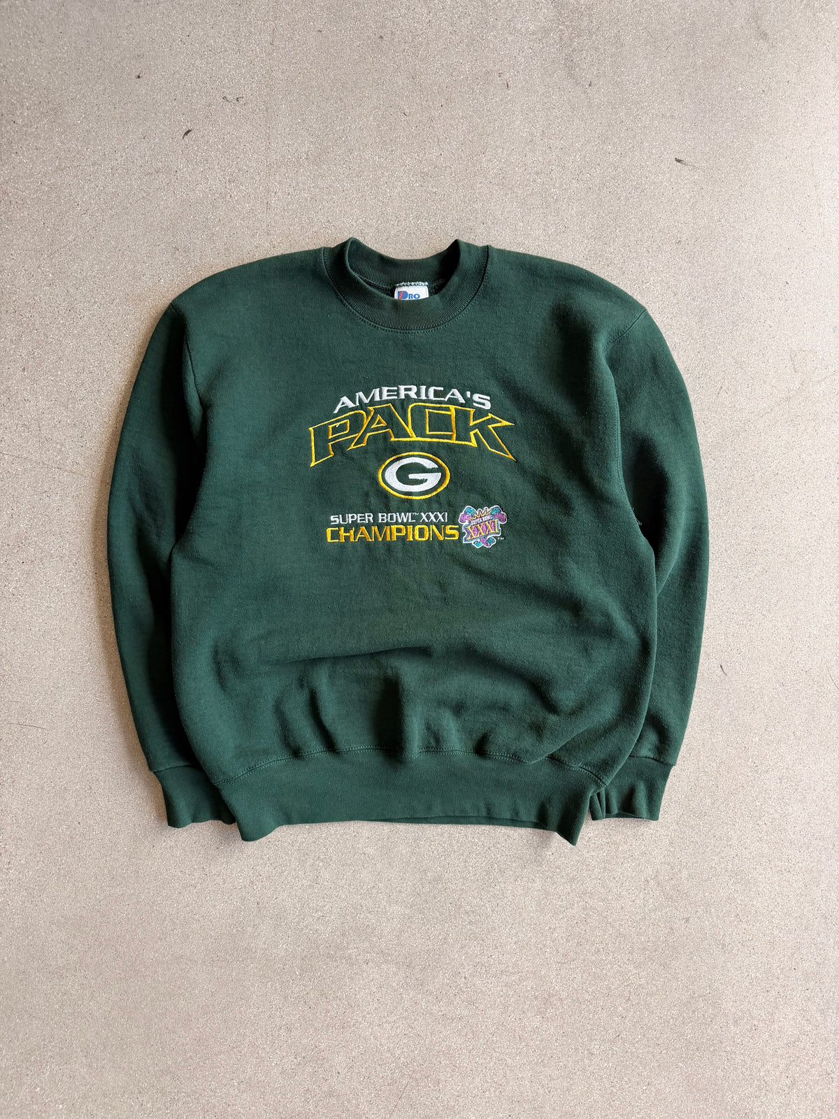 Vintage Packers Super Bowl 31 Champions Embroidered Crewneck - L