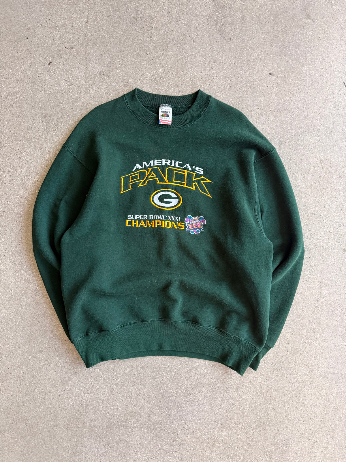 Vintage Packers Super Bowl 31 Embroidered Crewneck - L