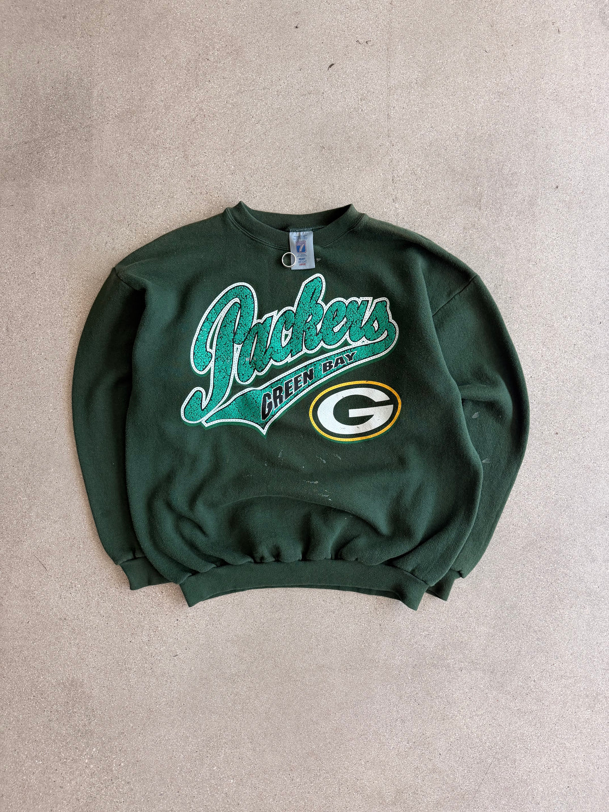 Vintage Thrashed Paint Stained Packer Crewneck - L