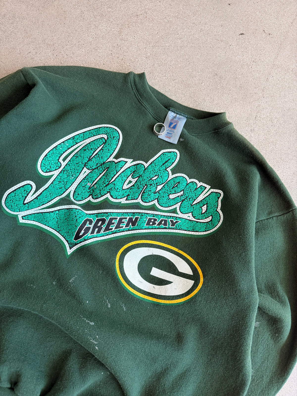 Vintage Thrashed Paint Stained Packer Crewneck - L