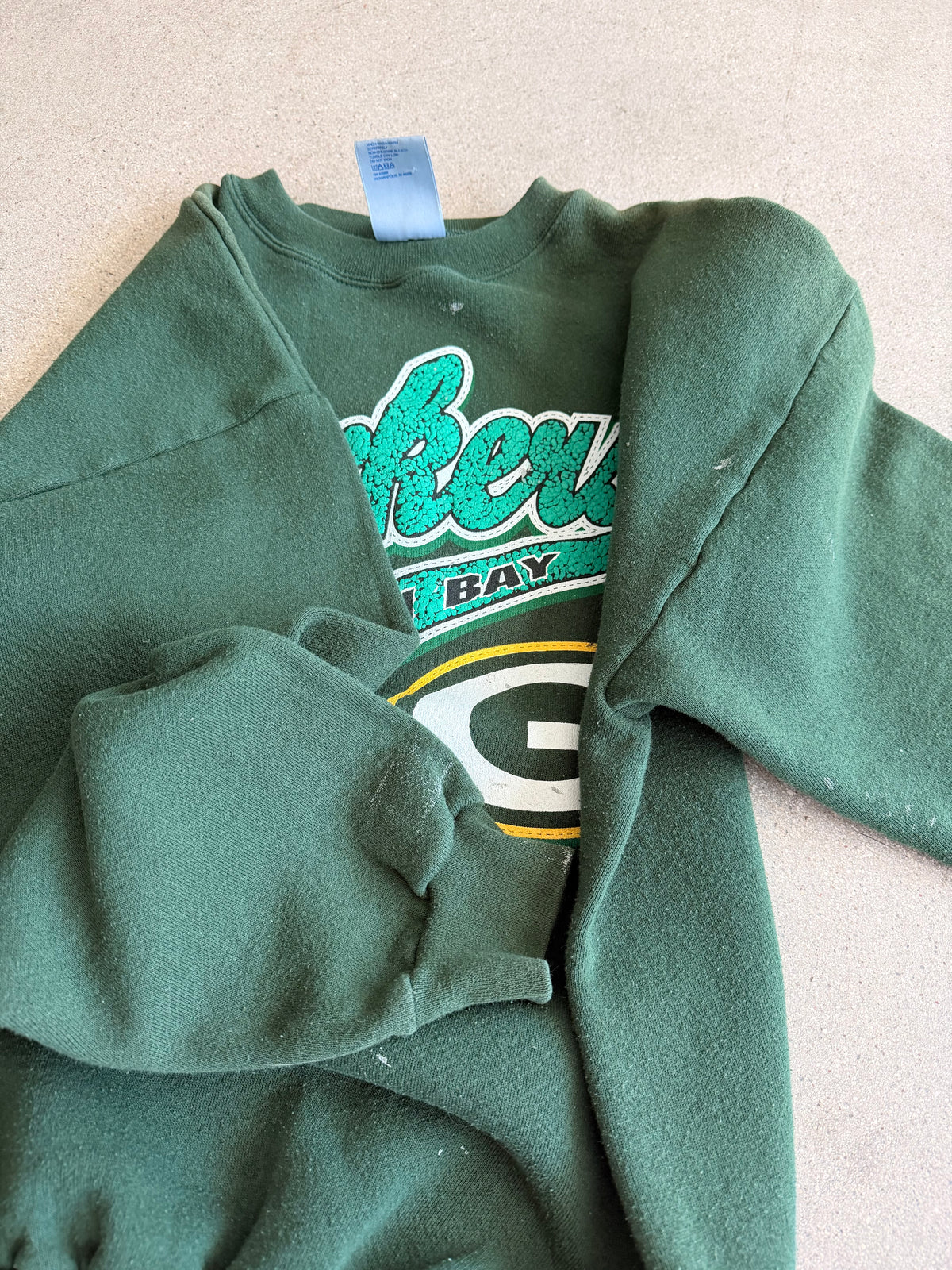 Vintage Thrashed Paint Stained Packer Crewneck - L