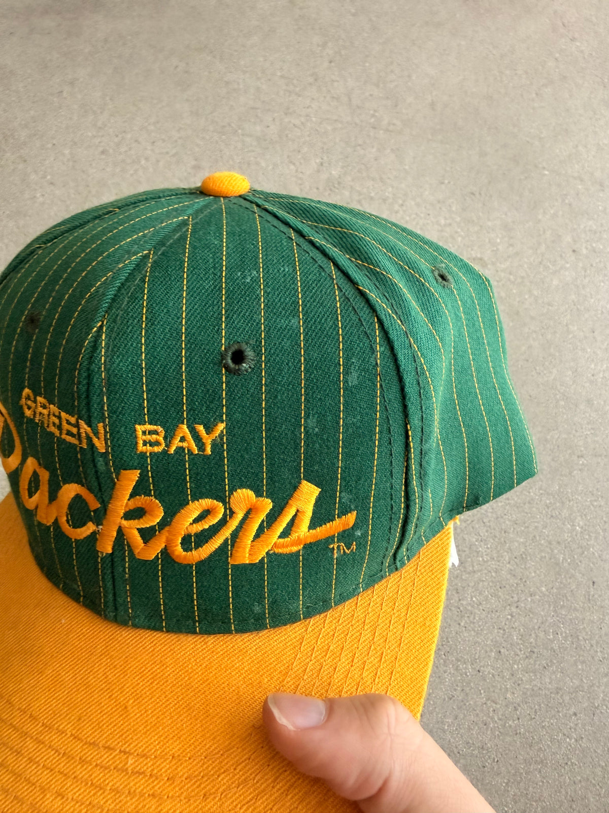 Vintage Packers Sports Specalties Pinstripe Script Snapback Hat