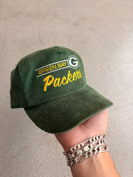 Vintage Packers Corduroy Script Snapback Hat