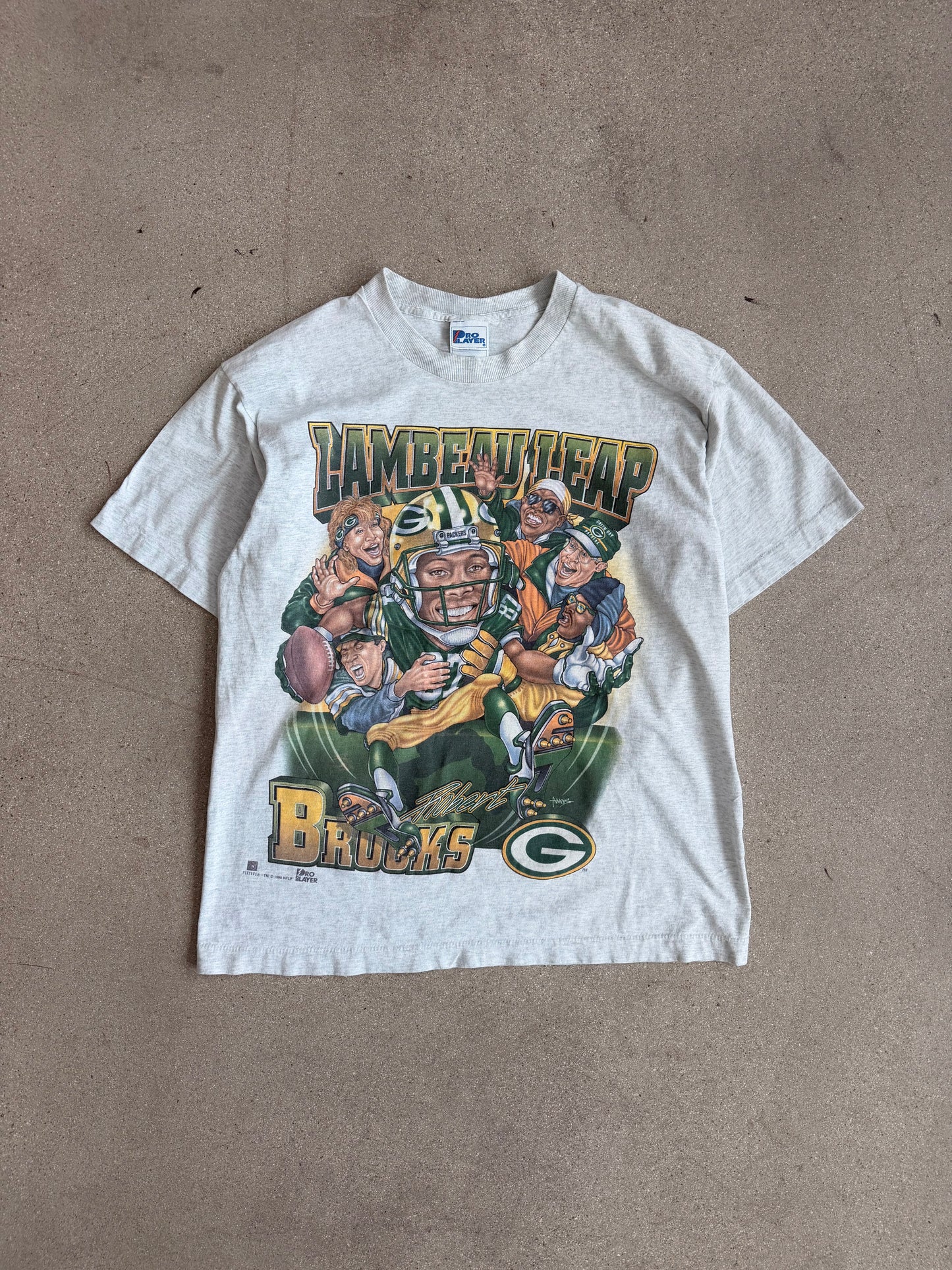 Vintage Packers Lambeau Leap Robert Brooks Caricature Tee - L