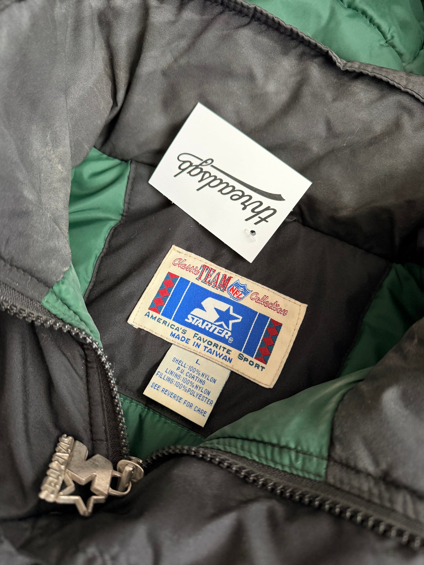 Vintage Packers Black Starter Puffer Jacket - L