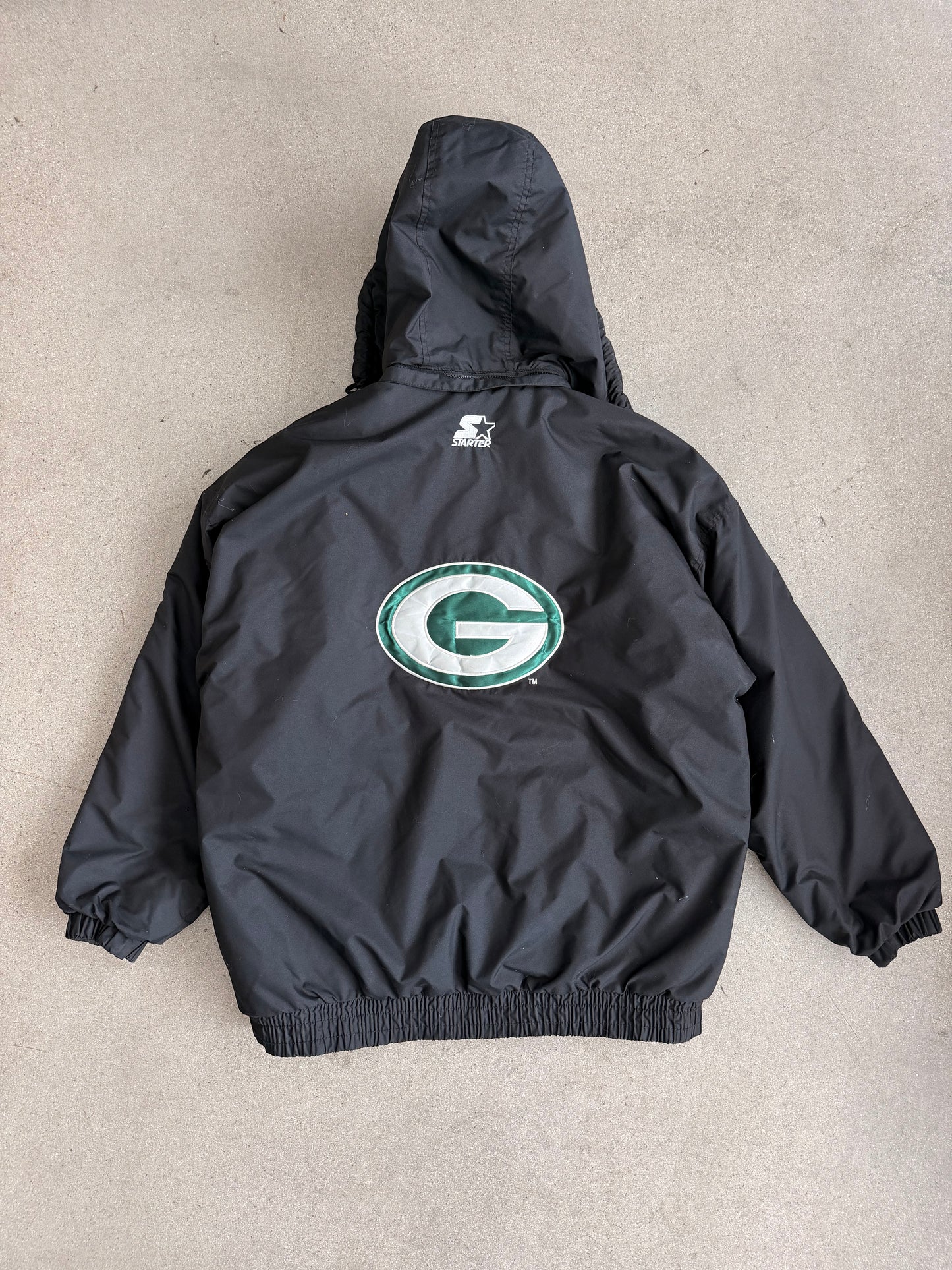 Vintage Packers Black Starter Puffer Jacket - L