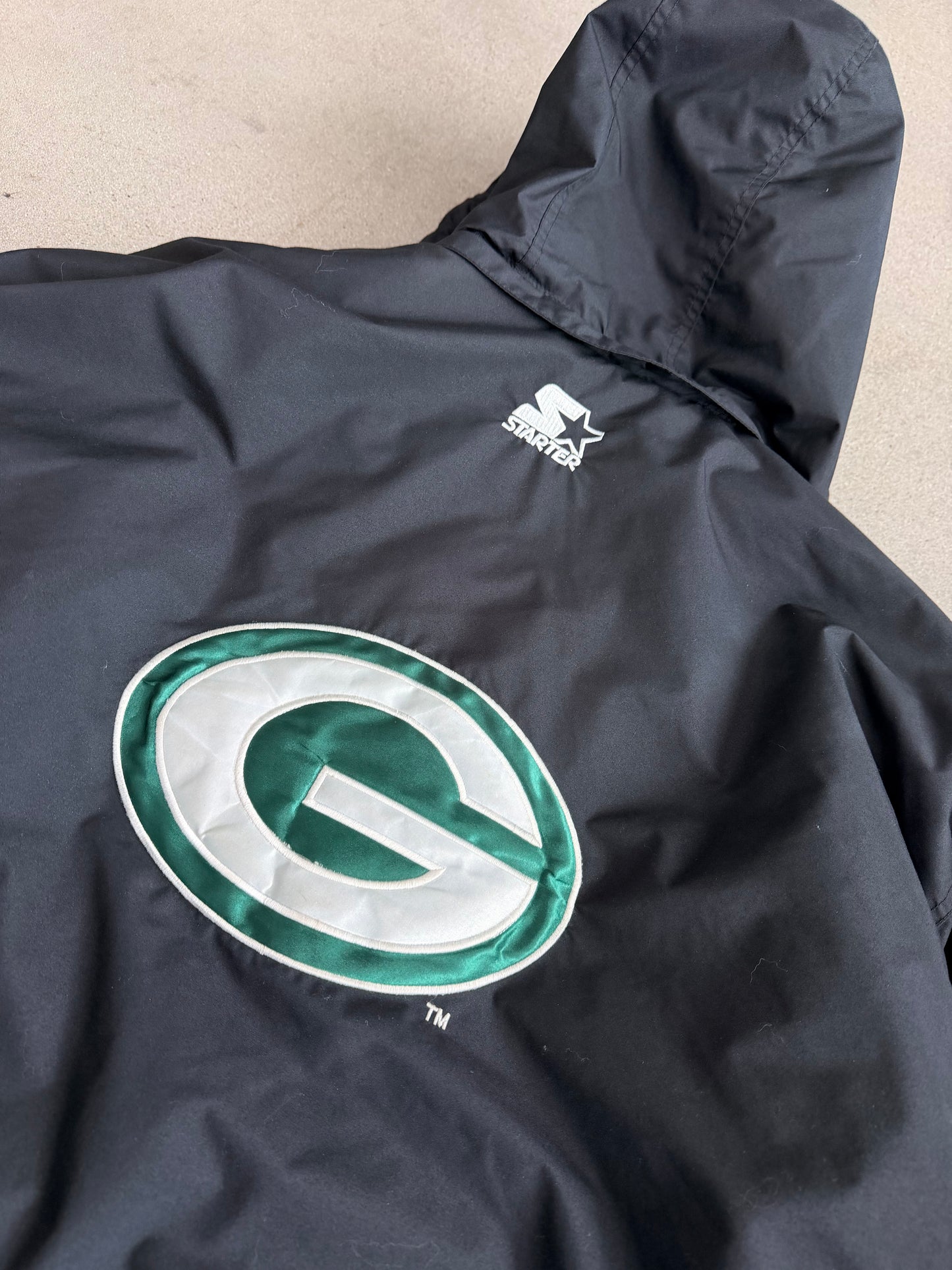 Vintage Packers Black Starter Puffer Jacket - L