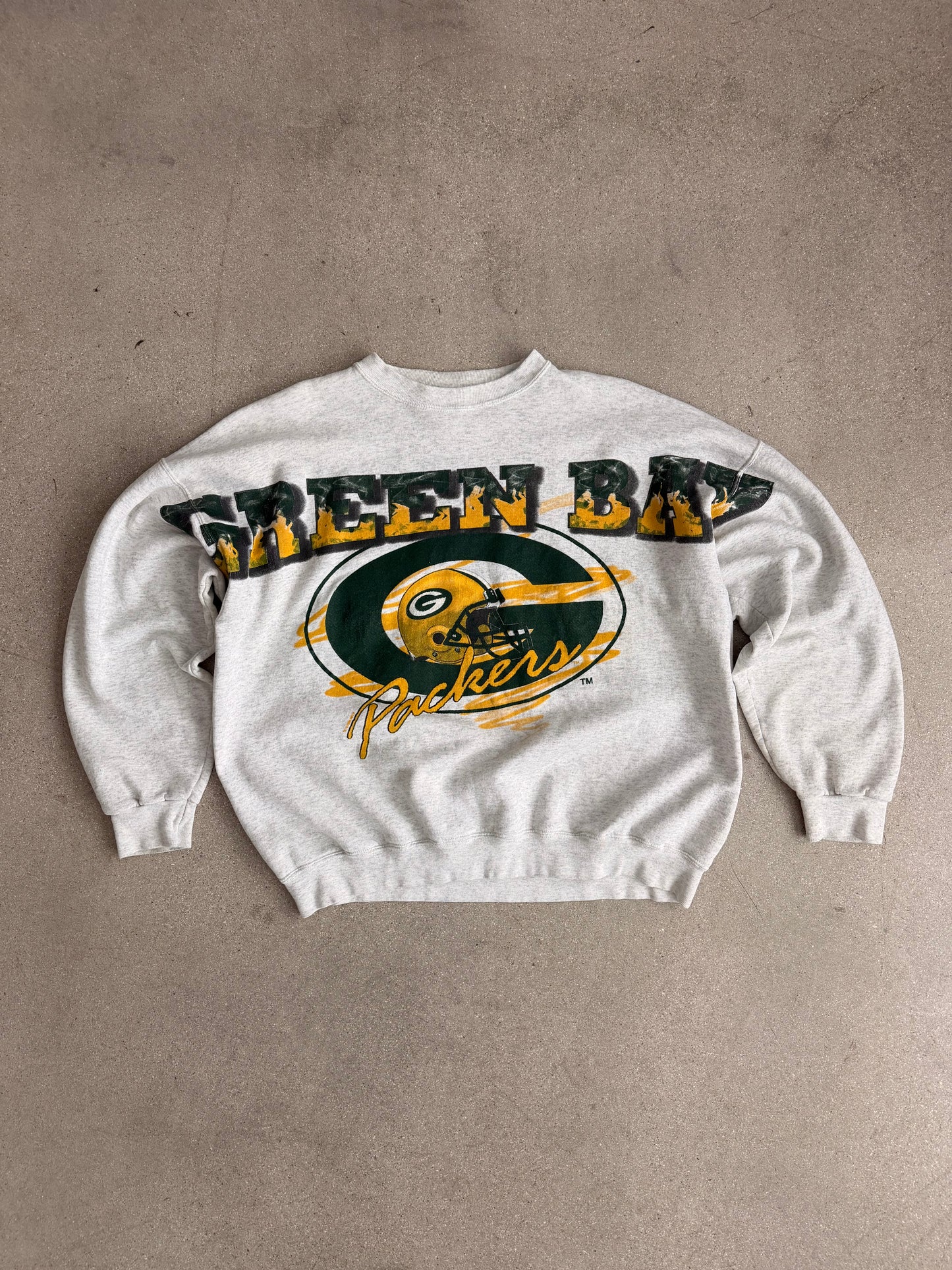 Vintage Packers Sleeve Spellout Crewneck - L