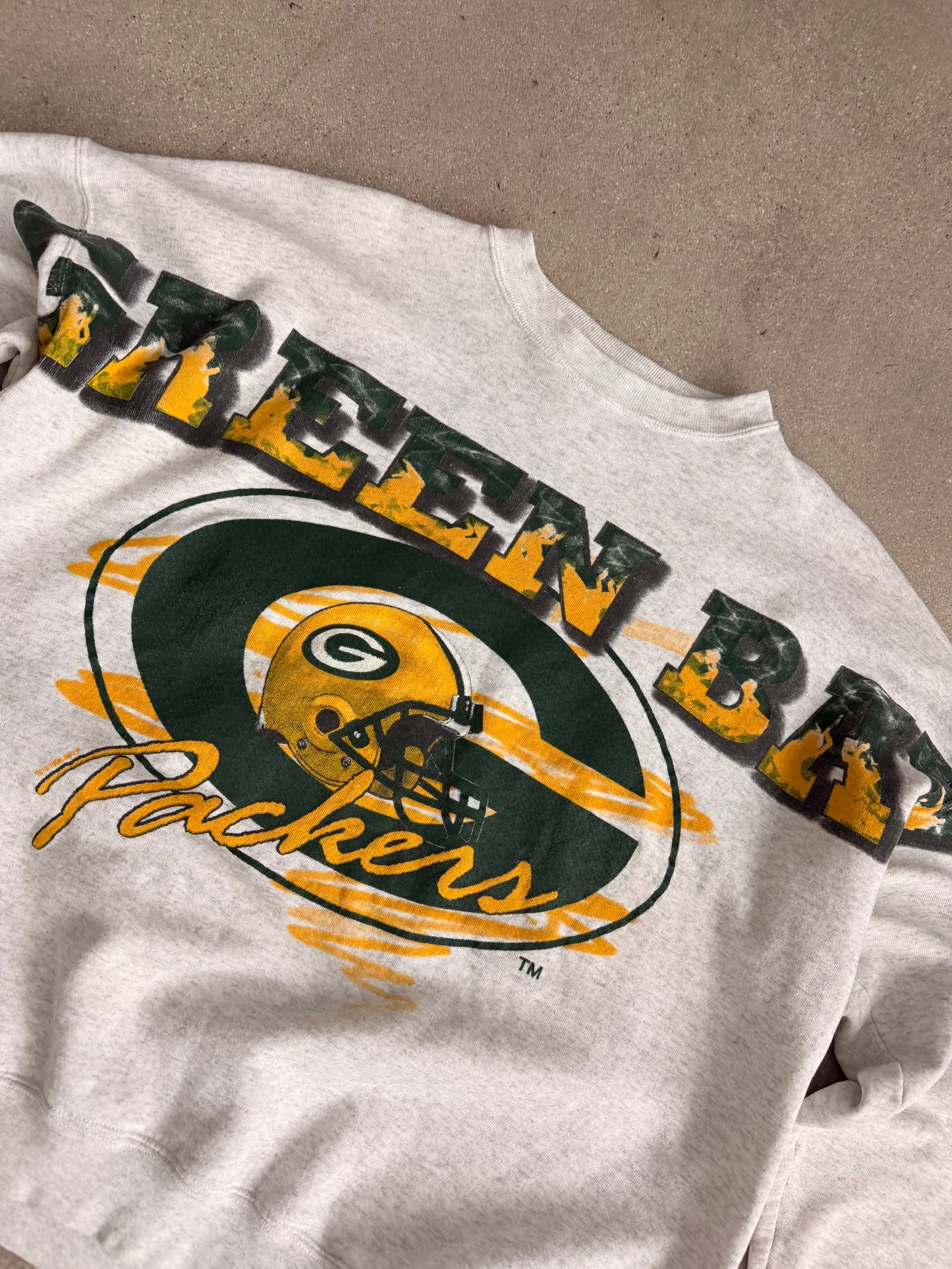 Vintage Packers Sleeve Spellout Crewneck - L