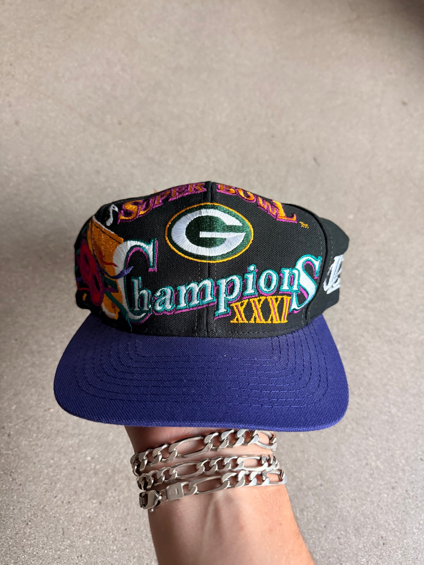 Vintage Packers Superbowl 31 Victory Snapback Hat