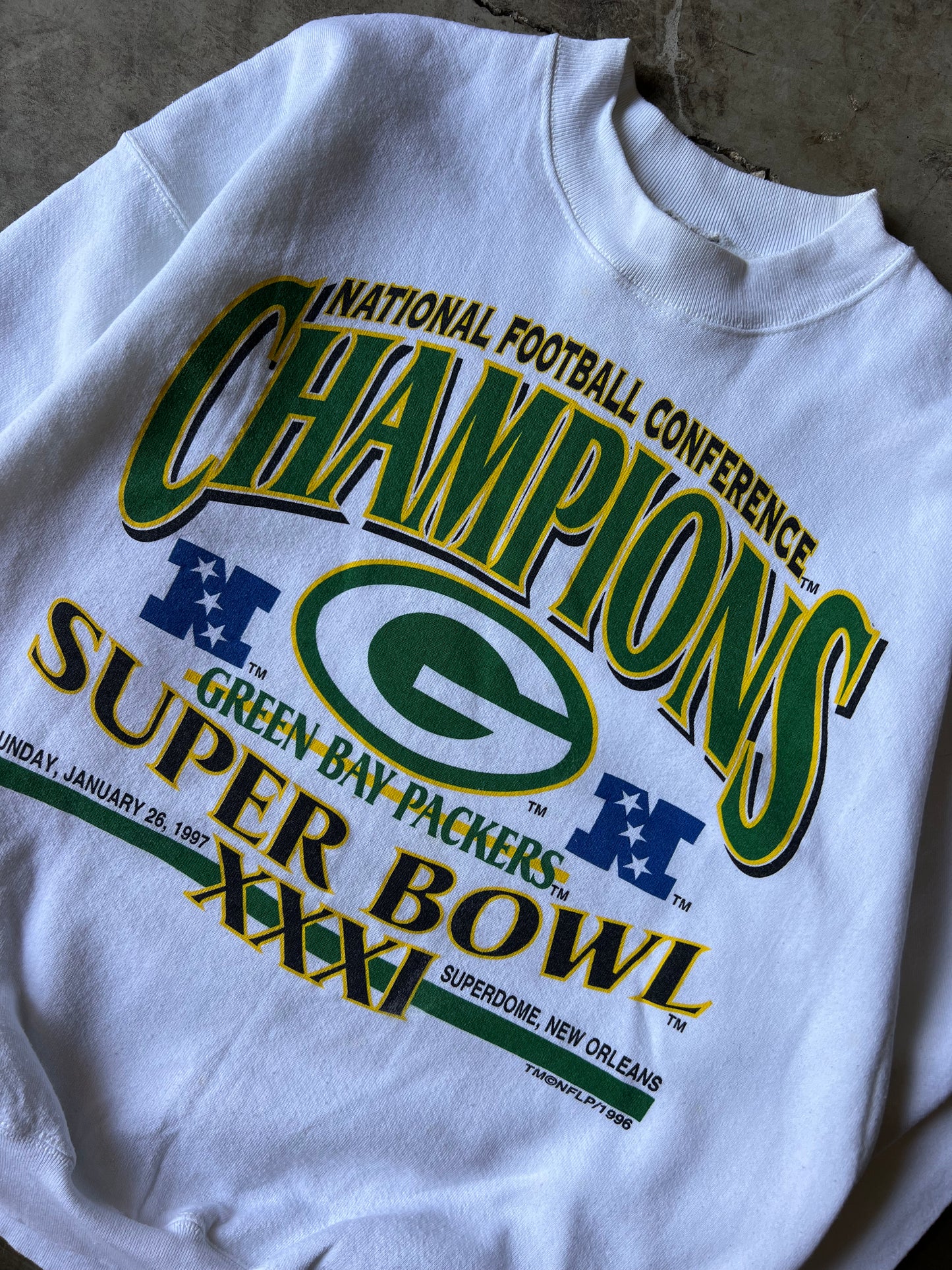 Vintage Green Bay Packers '96 Super Bowl Crew - XL