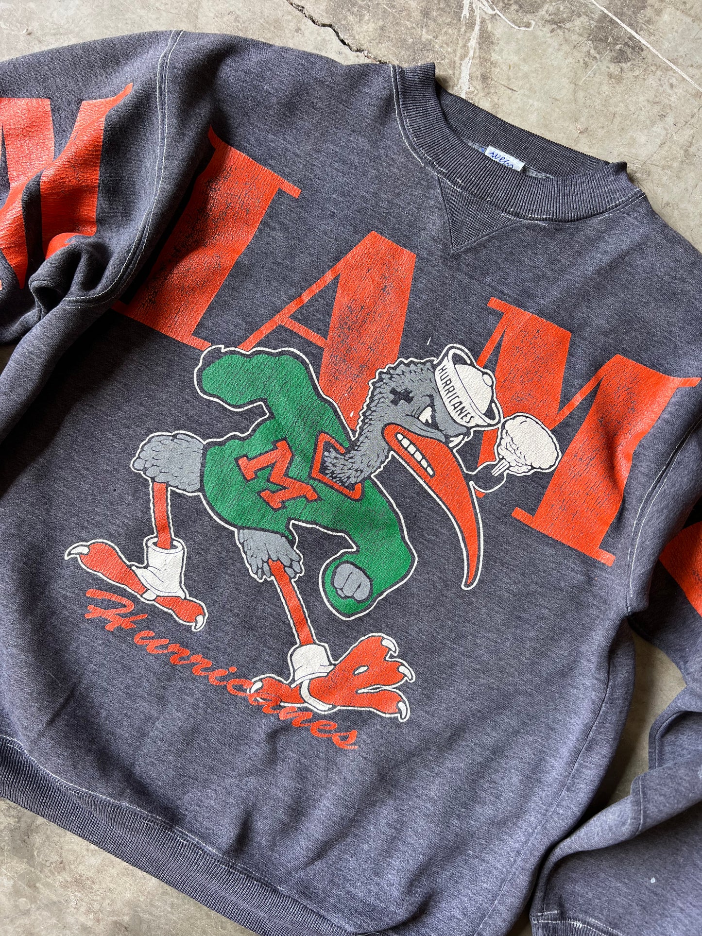 Vintage Miami Hurricanes Spellout Crew - XL