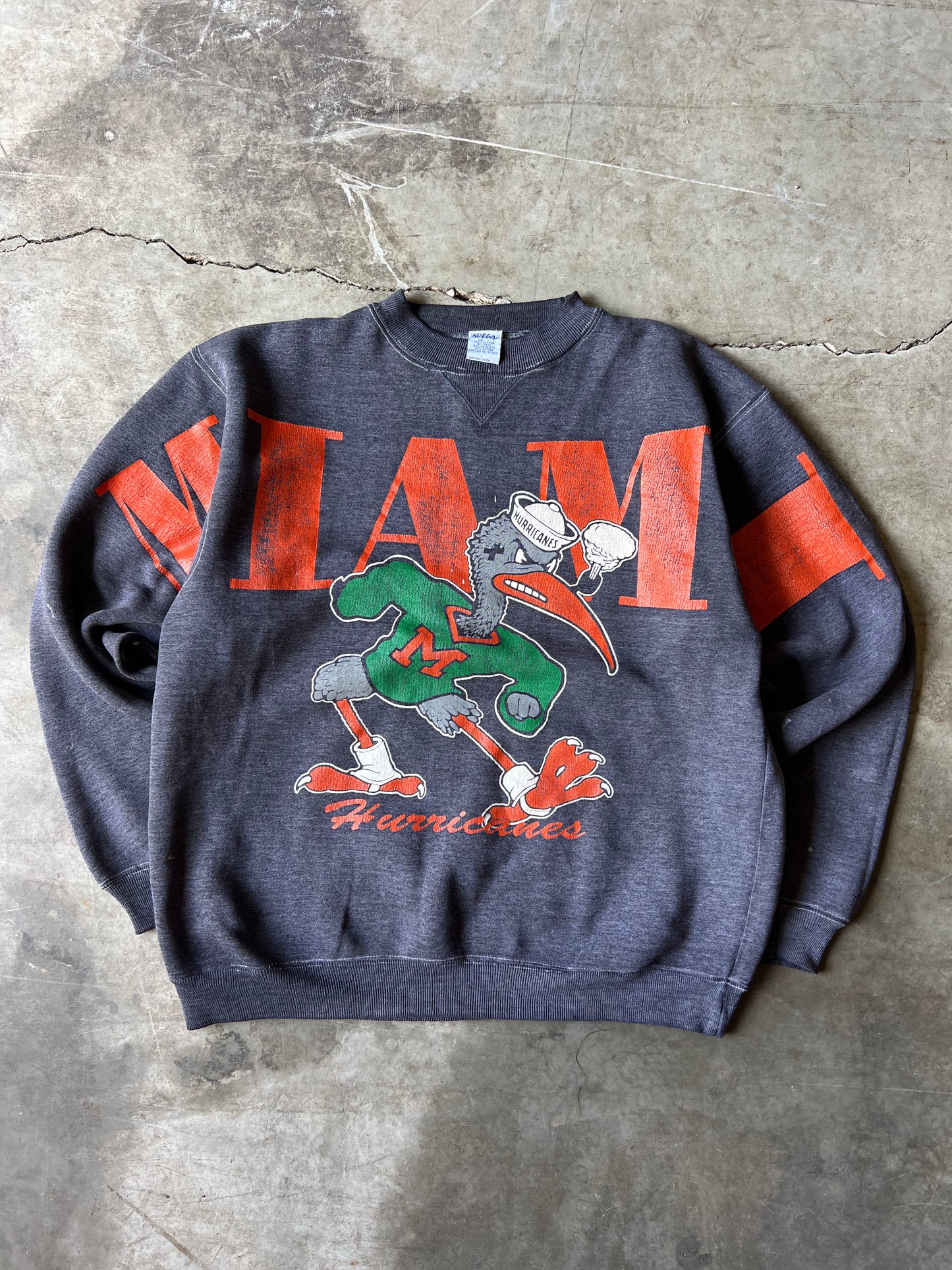 Vintage Miami Hurricanes Spellout Crew - XL