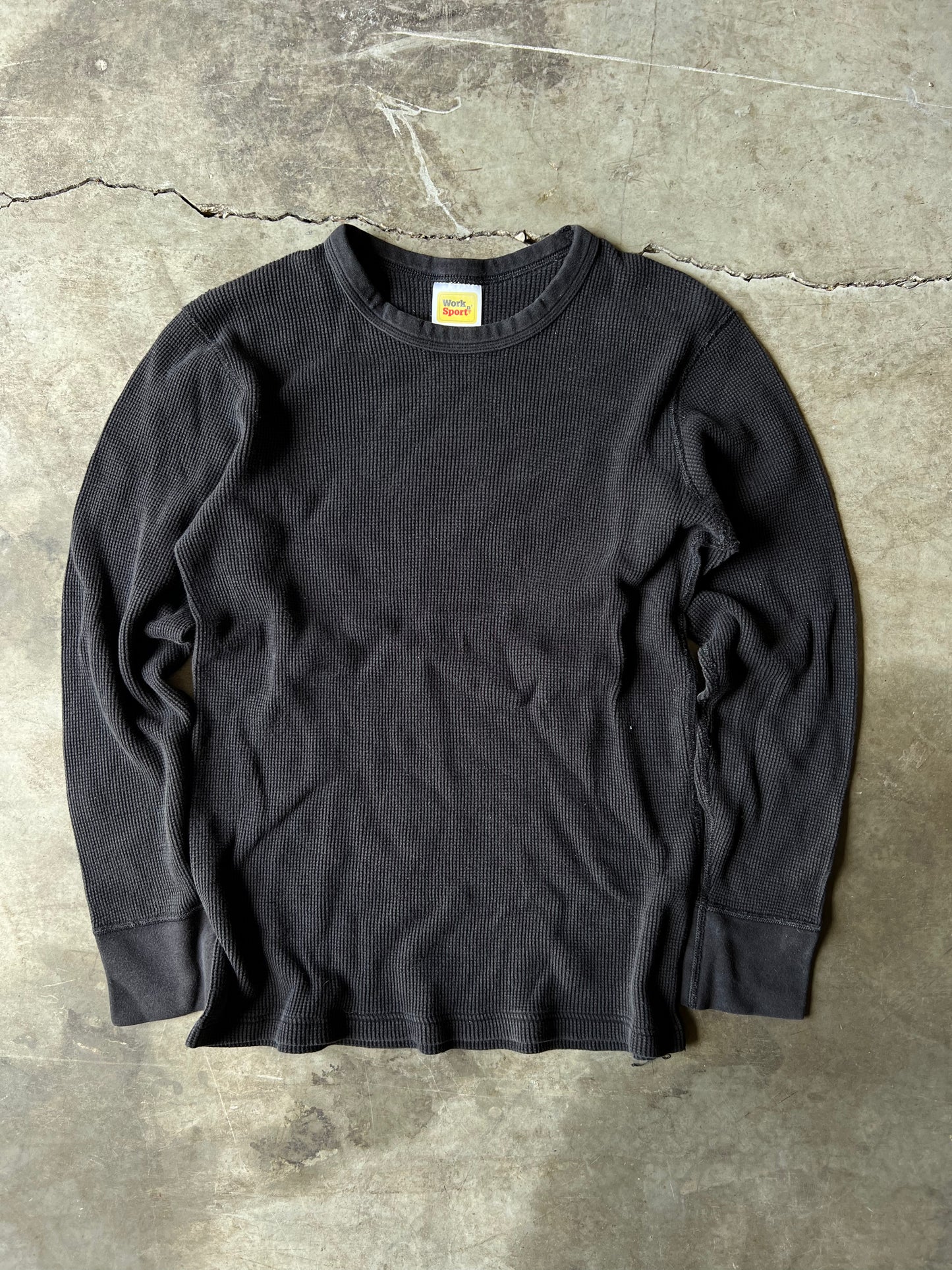 Vintage Black Thermal Long Sleeve Shirt - M